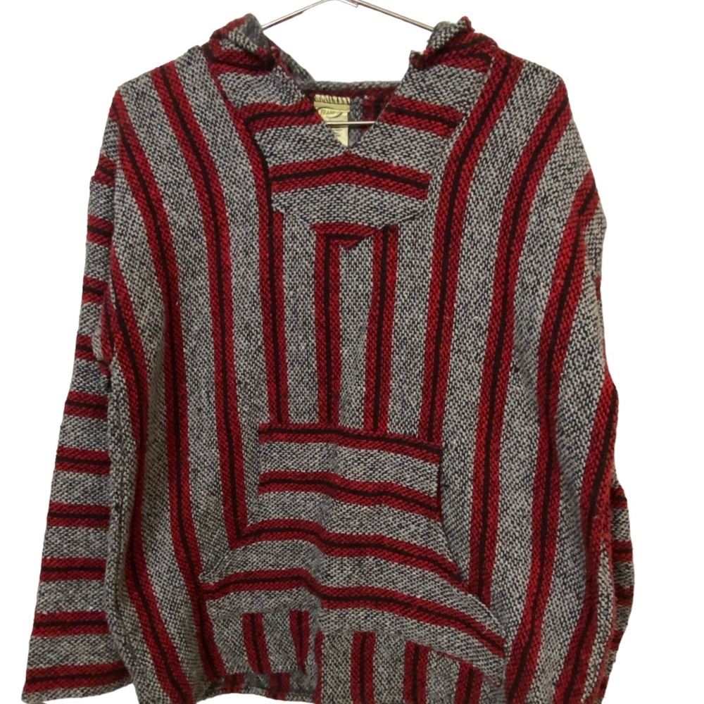 Vintage Red & White Frank’s Baja Adult L Poncho Unisex Surf Sweatshirt Hoodie